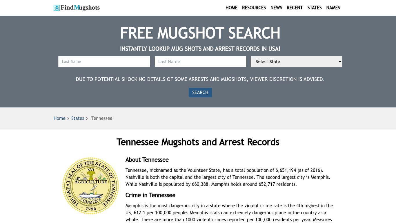 Find Tennessee Mugshots - Find Mugshots