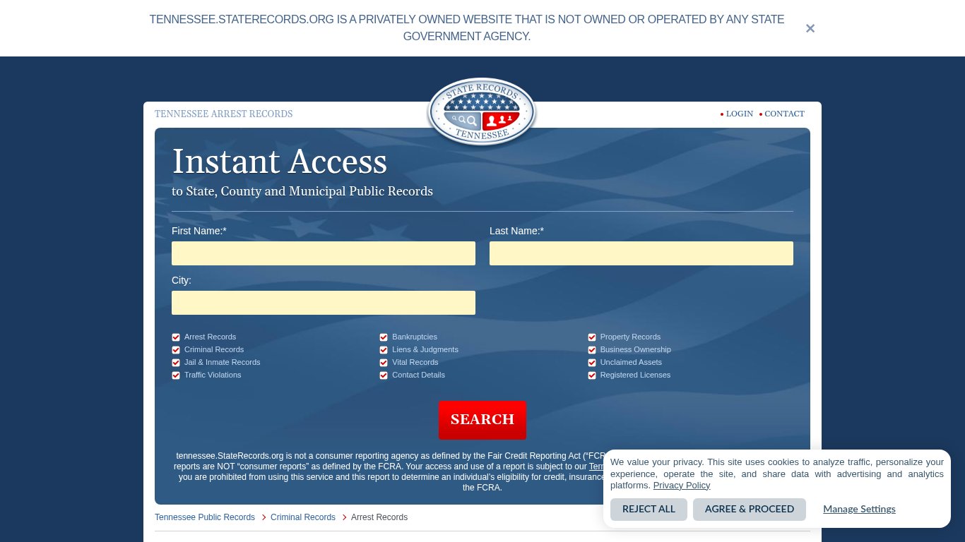 Tennessee Arrest Records | StateRecords.org